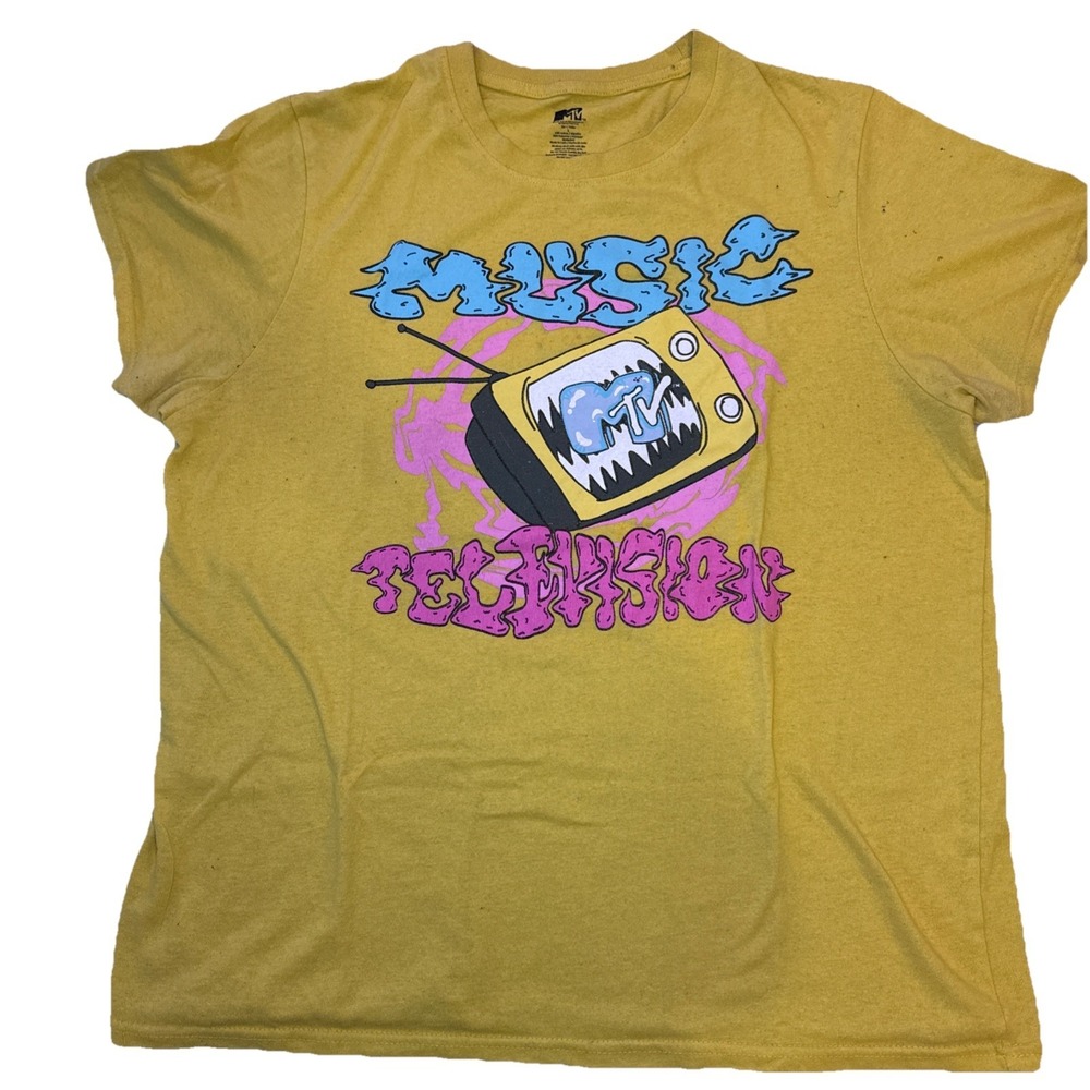 MTV T-Shirt Music Television Size Large Yellow
